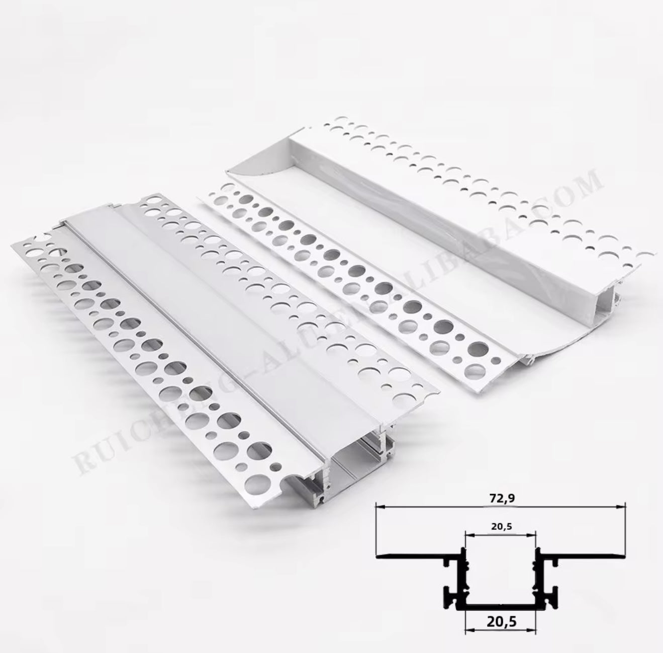 Profilé en aluminium en U pour mur et plafond – Pour ruban LED